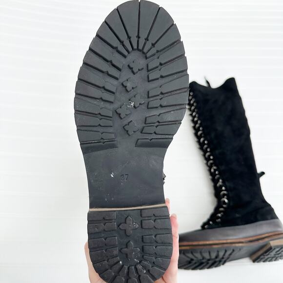 Free People Holden Tennessee Black Suede Over the Knee Lace Up Platform Boots 37 - Picture 10 of 13